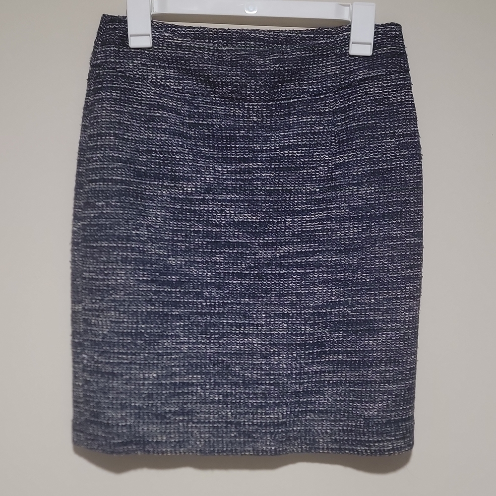 Banana Republic Navy & White Tweed Pencil Skirt